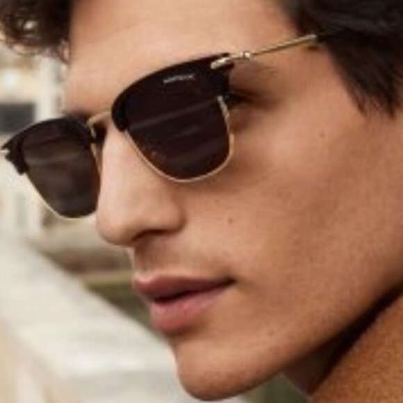 Montblanc MB0189S 005 Square Sunglasses - Grey/Green - Picture 2 of 11